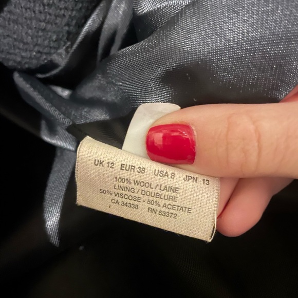 Farhi Black 100% Wool Jacket with leather tie at waist - Picture 10 of 10